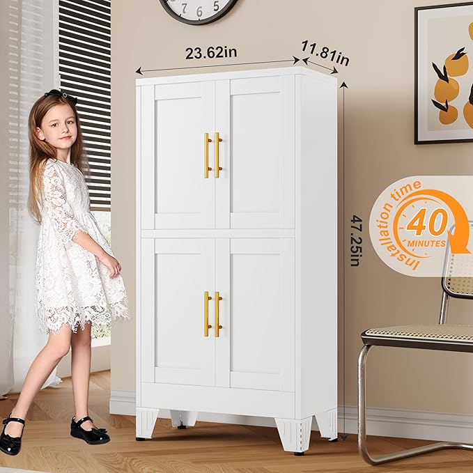 47.25" Metal Pantry Cabinet, Storage Cabinets - Image 3
