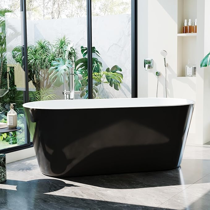 59" Acrylic Freestanding Bathtub, Deep Soaking Tub by Unknown