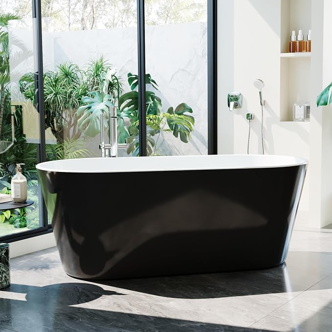 59'' Acrylic Freestanding Bathtub, Deep Soaking Tub by GarveeHome