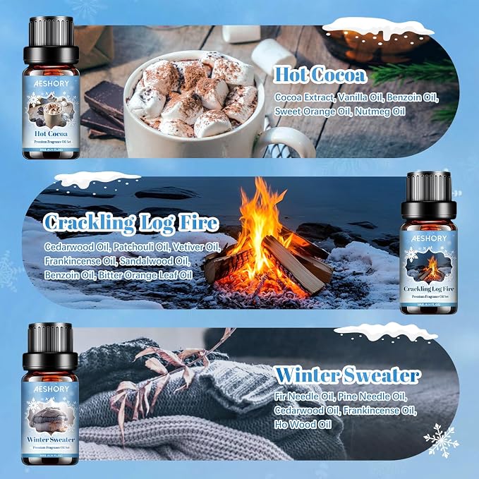 Winter Essential Oils Set, 6 Premium Holiday Fragrance Oil - Image 4
