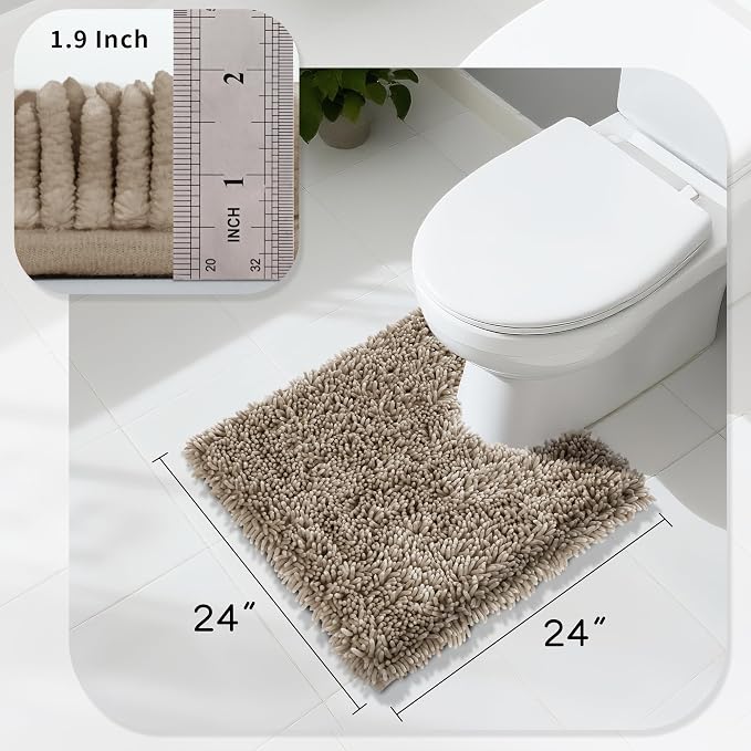 Yimobra Toilet Rugs U Shaped Washable, Extra Thick Soft Absorbent Chenille - Image 2