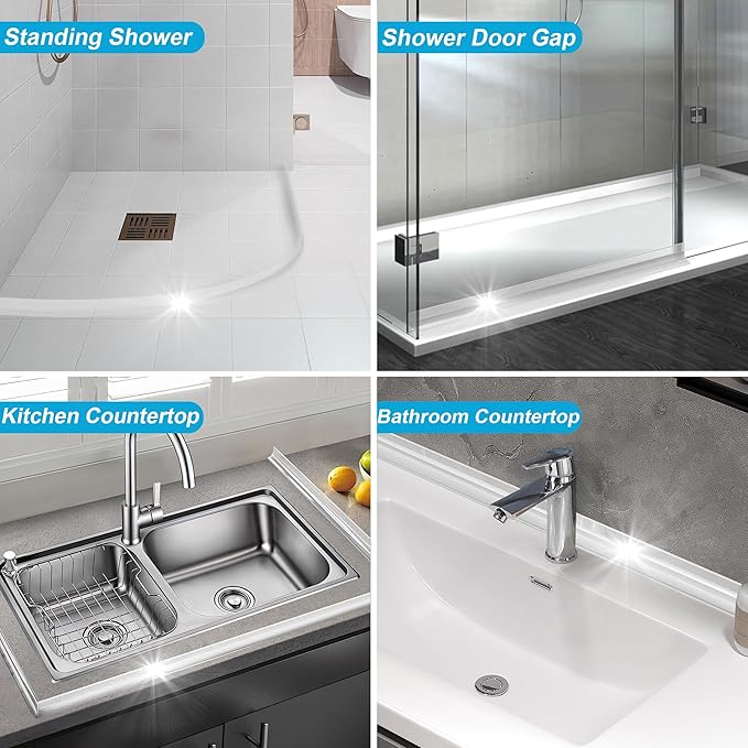 67" Shower Threshold Water Dam Silicone Shower Water Guard Collapsible Shower - Image 7