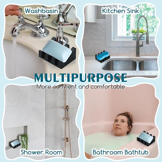 Silicone Soap Dish with Drain, Upgrade Double Suction Cups at The Bottom - Image 7
