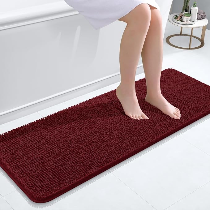 OLANLY Bathroom Rugs 47x17, Extra Soft Absorbent Chenille Bath Rugs, Rubber by OLANLY