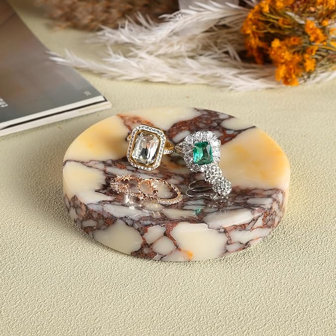 Koville Luxury Italy Calacatta Viola Marble Jewelry Dish, Small Round Trinket - Image 5