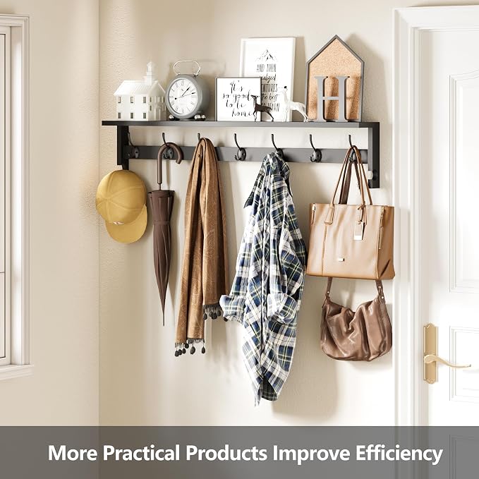 AMBIRD Coat Rack Wall Mount, Wood Coat Hooks - Image 4