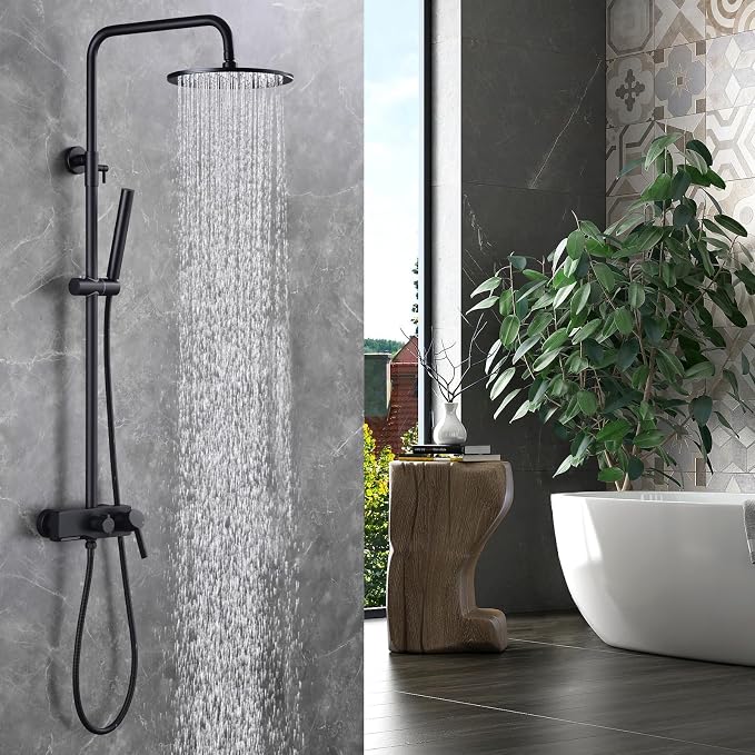 Matte Black Exposed Shower System by Chalirs