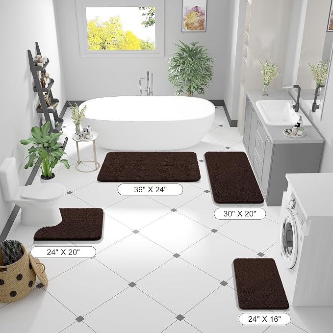OLANLY Bathroom Rugs 59x24, Extra Soft Absorbent Chenille Bath Rugs, Rubber - Image 2