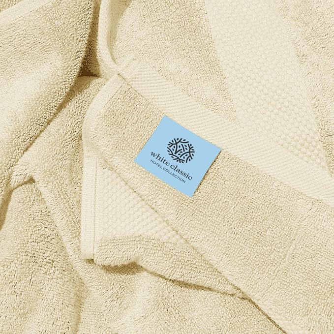 White Classic Luxury Soft Beige Bath Sheet Towels - Image 5