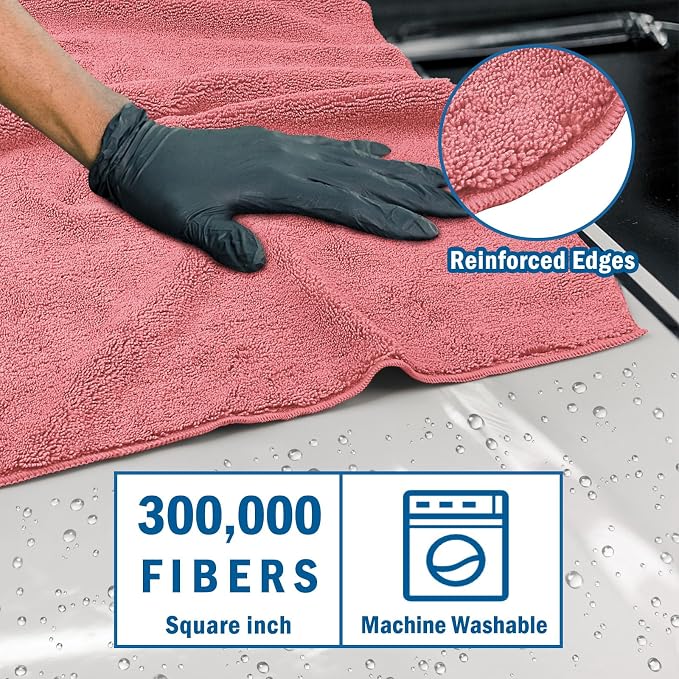 HOMEXCEL Professional Large Microfiber Car Drying Towels 2 Pack, Lint Free - Image 2