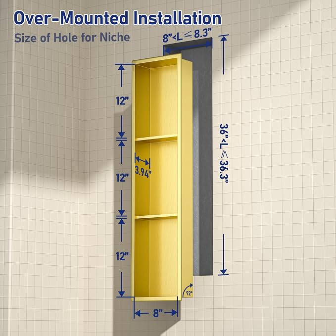 Stainless Steel Shower Niche 8"×36" - Image 3