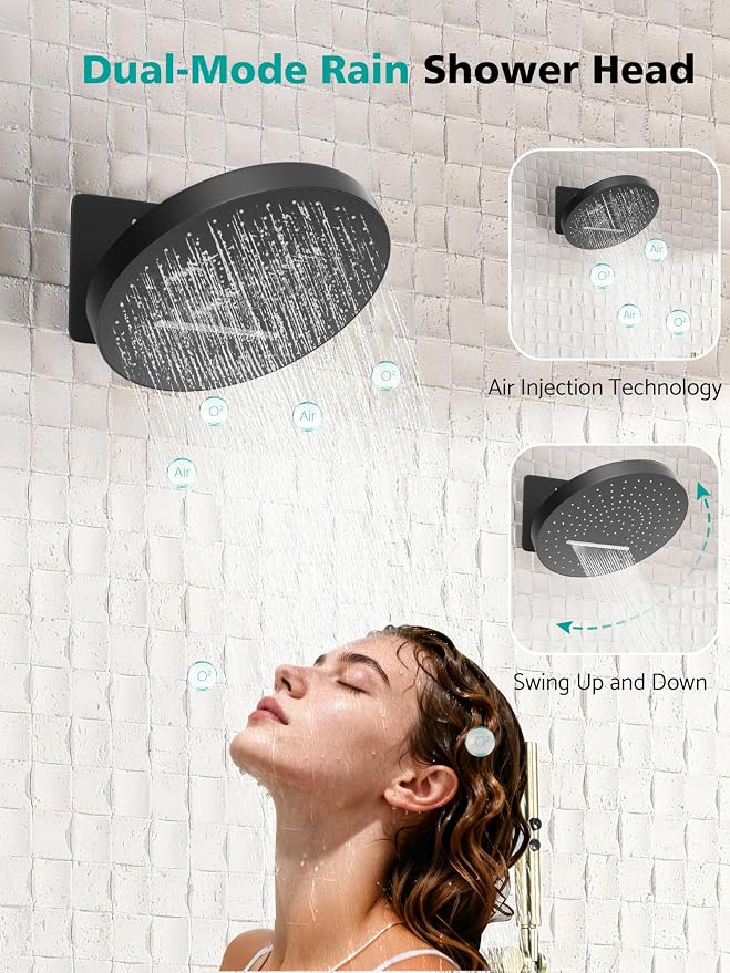 Lefton Shower System in Fahrenheit Display, 13” Overhead Round Rainfall Shower - Image 2
