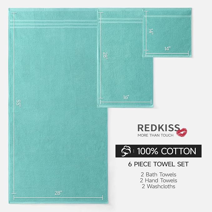 REDKISS 6 Piece Luxury Bath Towel Set - Image 3