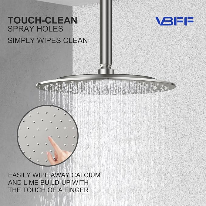 VBFF-Shower Head, rain shower head, 10 inch- Round Shower Head, 1.8 GPM Flow - Image 7