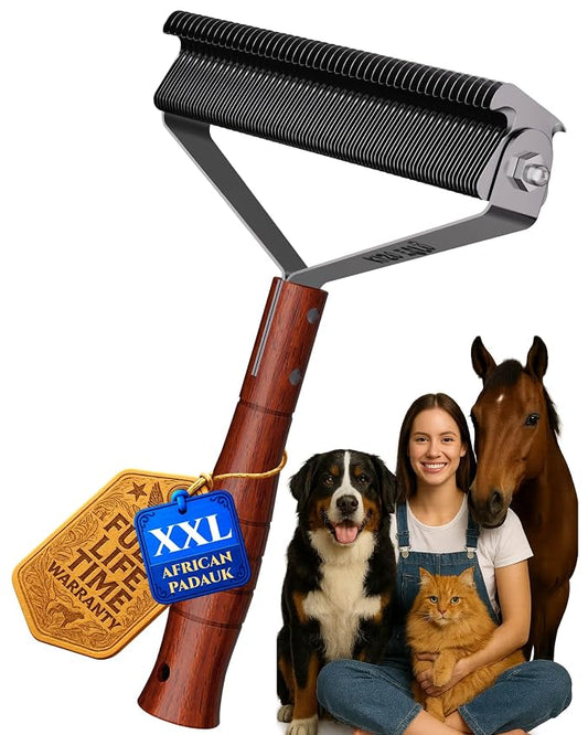 Oversized 2-Sided Dog Brush For Shedding Undercoat Rake for Dogs & Cats & Horses by KIZOESLO