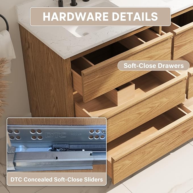 WELLFOR 60" Bathroom Vanity - Image 4