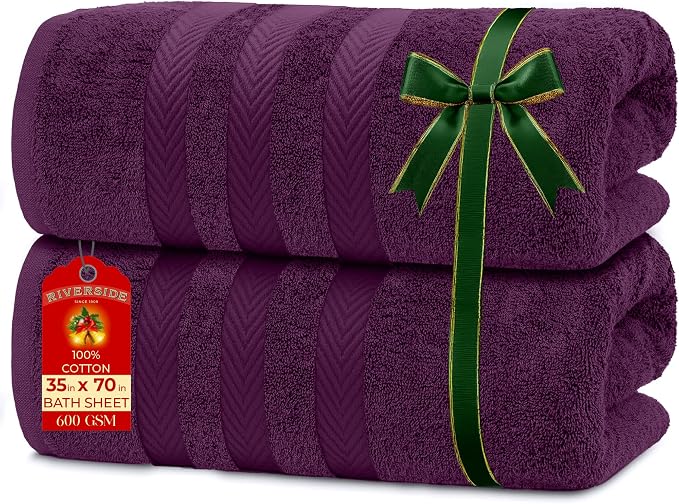 RIVERSIDE Pack of 2 Extra Large Bath Sheets 35 x 70 Inches by RIVERSIDE