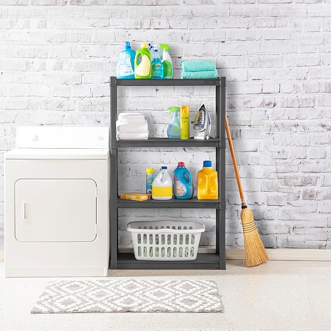 STERILITE 01643V01 4 Shelf Durable Solid Surface Shelving Unit, Flat Grey - Image 6