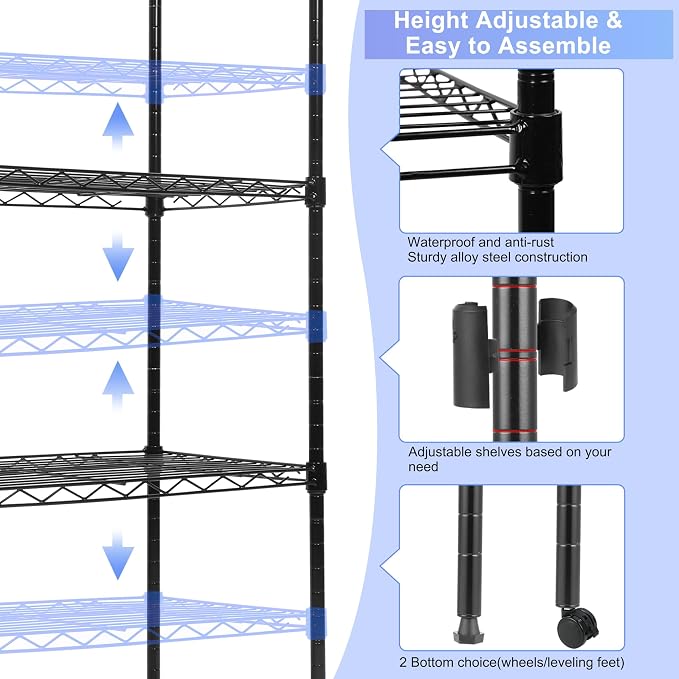 Whitmor 5 Tier Metal Storage Shelves, Heavy Duty - Image 4