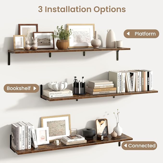Fun Memories Deep Floating Shelves, 48W x 8D Floating Shelves Set of 2 - Image 5