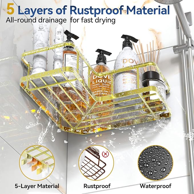 YASONIC Corner Shower Caddy Organizer, Large Capacity Shower Storage Rack - Image 3