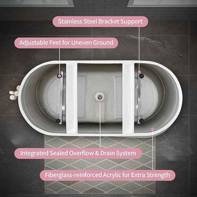 ABRUZZO 60" Acrylic Freestanding Bathtub - Image 9