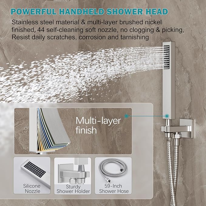 Brushed Nickel Shower System, Shower Faucet Set - Image 4