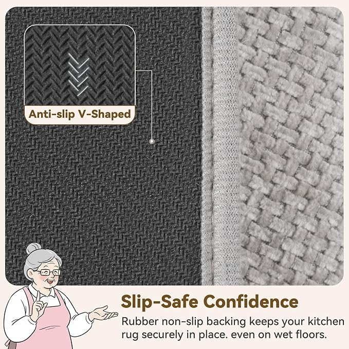 GRANNY SAYS Grey Bathroom Rugs, Soft Chenille Bathroom Mat, Absorbent Bath Mats - Image 4