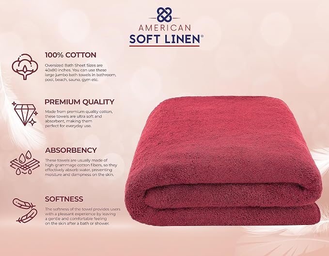 American Soft Linen Oversized Bath Sheet 40x80 Extra Large - Image 4