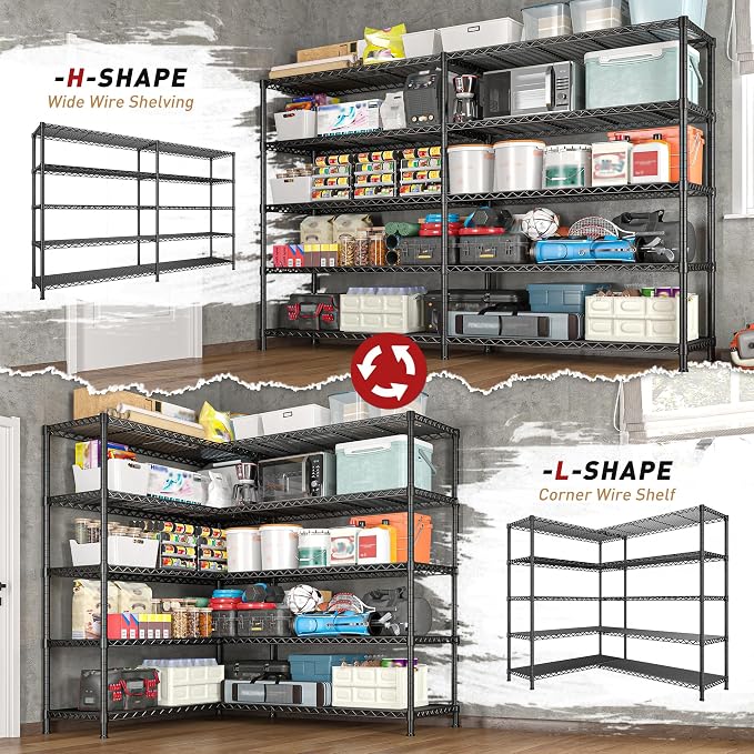 REIBII 73''W Shelf, Storage Shelves Load 1650 LBS Metal Shelving 5-Tier Wire - Image 7