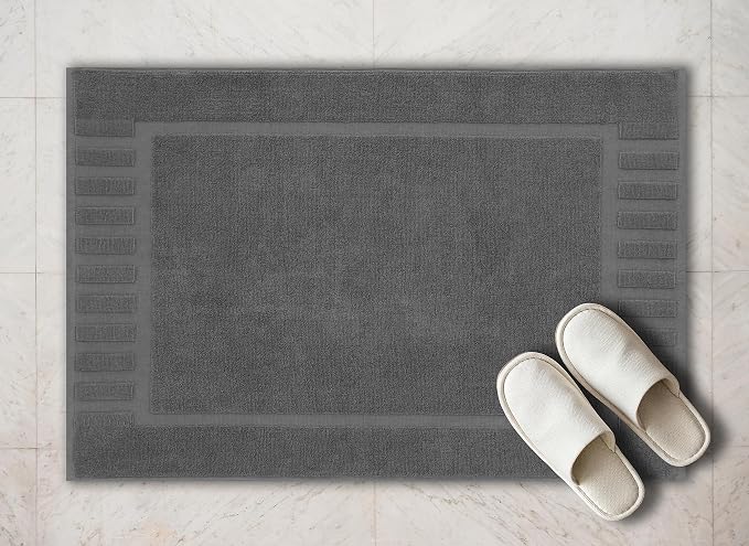 White Classic Luxury Bath Mat Floor Towel Set - Image 8