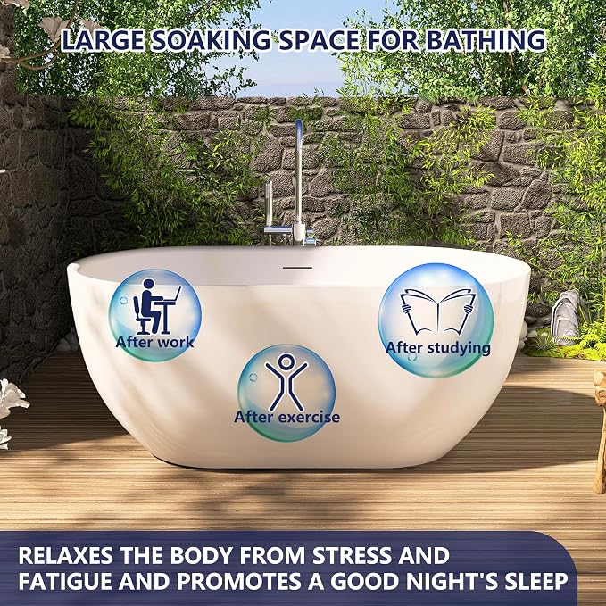 59" Acrylic Free Standing Tub, Stand Alone Tub, Freestanding Bathtub, Soaking - Image 4