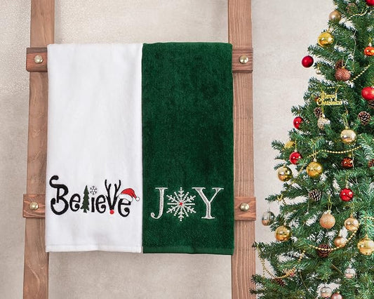 American Soft Linen Christmas Bath Towels Bathroom Set, 2 Packed Embroidered by AmericanSoftLinen