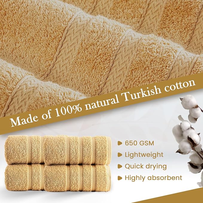 HALLEY Turkish 4 Pack Premium Hand Towels 650 GSM Highly Absorbent Super Soft - Image 4