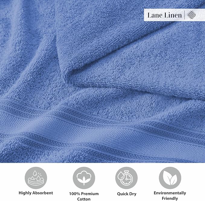 LANE LINEN 100% Cotton 4 Pack Bath Towels - Image 6