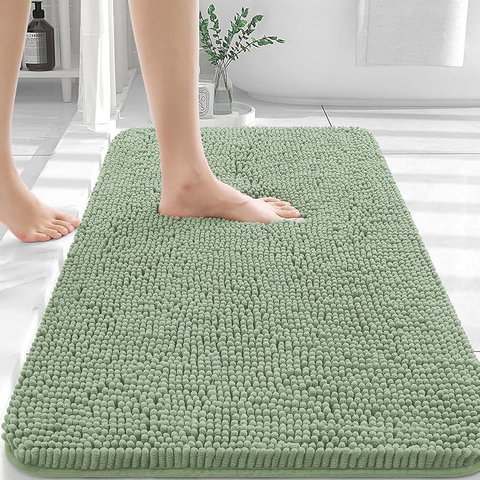 OLANLY Bathroom Rugs 30x20, Extra Soft Absorbent Chenille Bath Rugs, Rubber by OLANLY