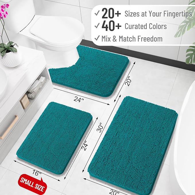 OLANLY Bathroom Rugs 24x16, Extra Soft Absorbent Chenille Bath Rugs, Rubber - Image 2