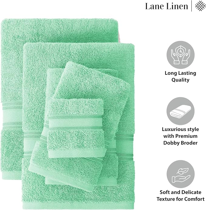 LANE LINEN Luxury Bath Towel Set of 12 – 100% Mercerized Cotton, 4 Bath Towels - Image 6