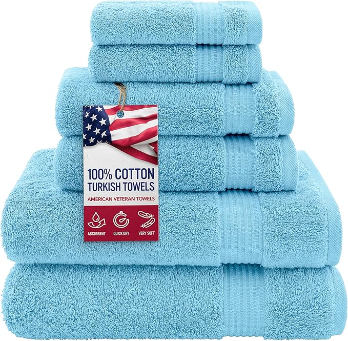 American Veteran Towel, 100% Cotton Turkish 6 Piece Towel Set Luxury Towels Set by American+Veteran+Towel