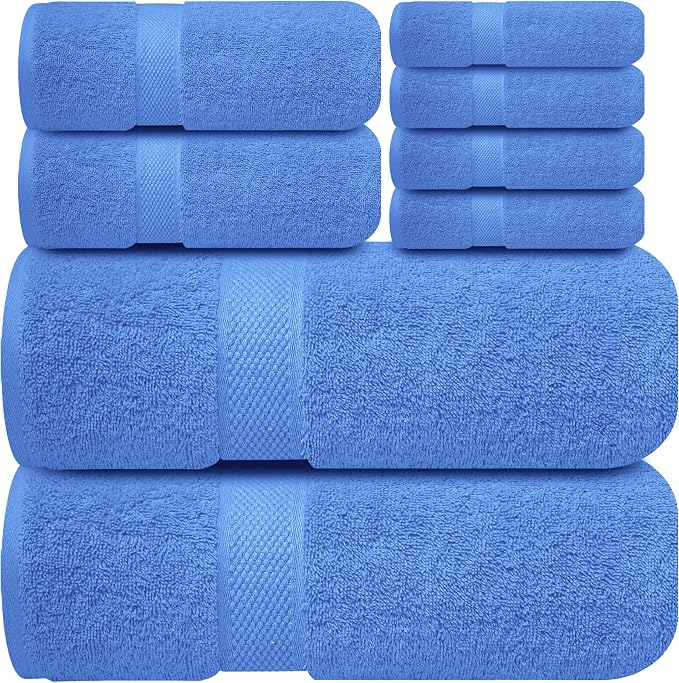 Infinitee Xclusives Luxury 100% Cotton Towel Set – 8 Piece Bathroom Towel Set – by InfiniteeXclusives