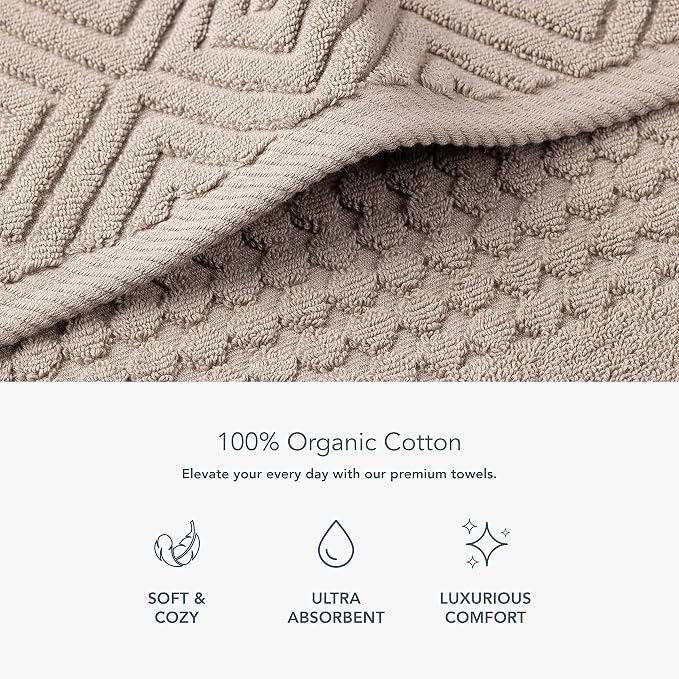 Texere 100% Organic Cotton Diamond Jacquard 700 GSM Luxury Bath Towel Sets - Image 2