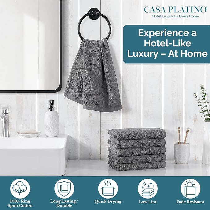 Casa Platino 100% Mercerized Cotton Hand Towels - Image 2