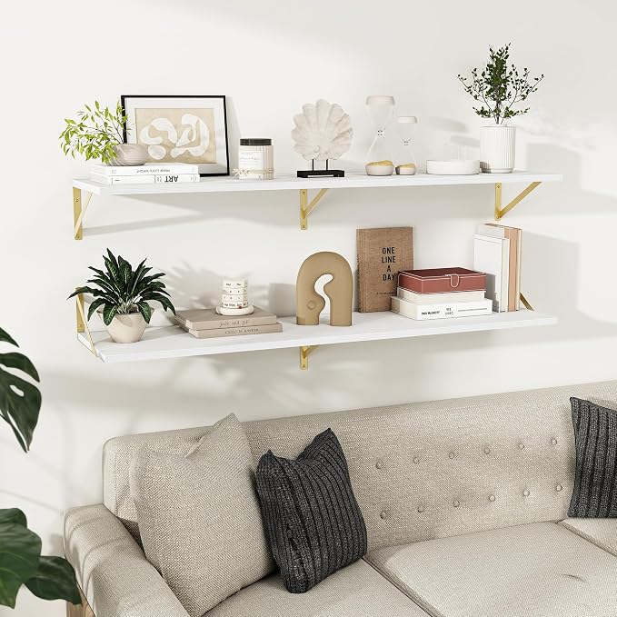 Floating Shelves for Wall, 12 Inch Deep Floating Shelves Set of 2, 55W x 12D - Image 8