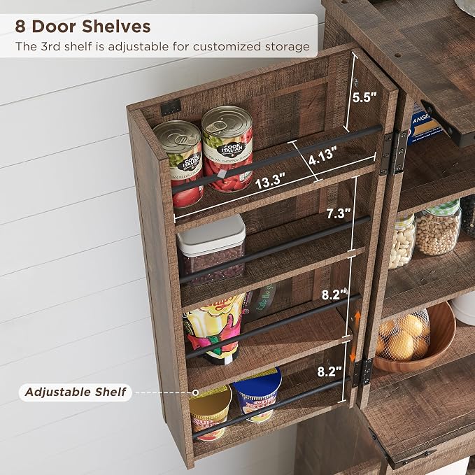 ACCOHOHO 72" Tall Kitchen Pantry, Farmhouse Storage Cabinet - Image 5