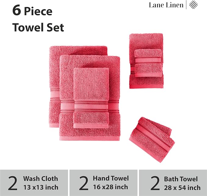 LANE LINEN Luxury 6-Piece Bath Towel Set - Image 3