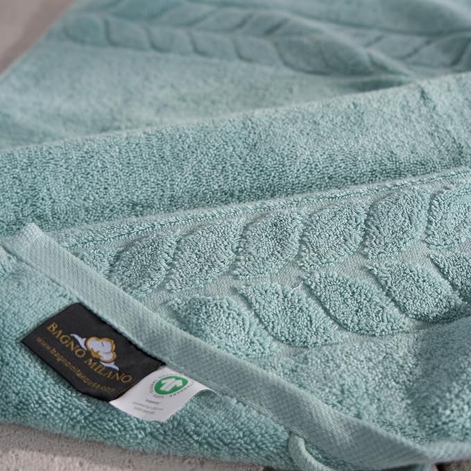 BAGNO MILANO Organic Turkish Cotton Bath Towels, Luxury Jacquard Collection - Image 4