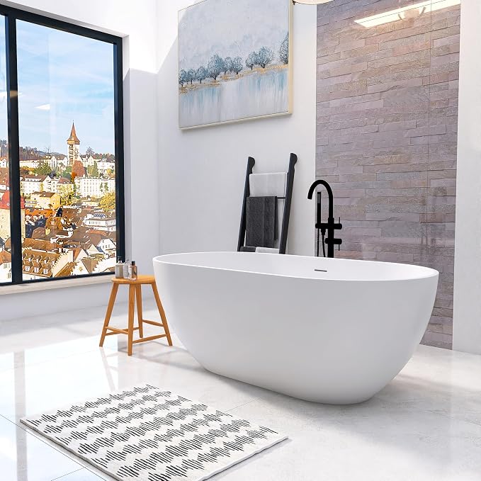 59'' Freestanding Tubs Bathtub Bathroom Solid Surface Resin Stone Bathtubs - Image 8