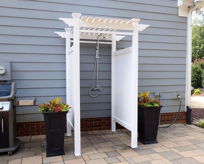 7.4ft H x 5.1ft W x 3.9ft L Zippity Oceanside Outside Shower Enclosure Kit by ZippityOutdoorProducts