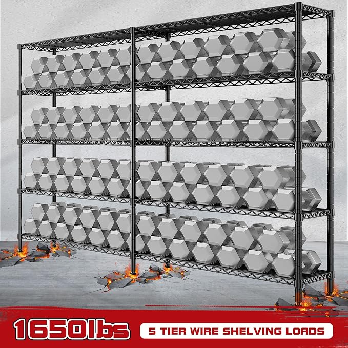 REIBII 73''W Shelf, Storage Shelves Load 1650 LBS Metal Shelving 5-Tier Wire - Image 5