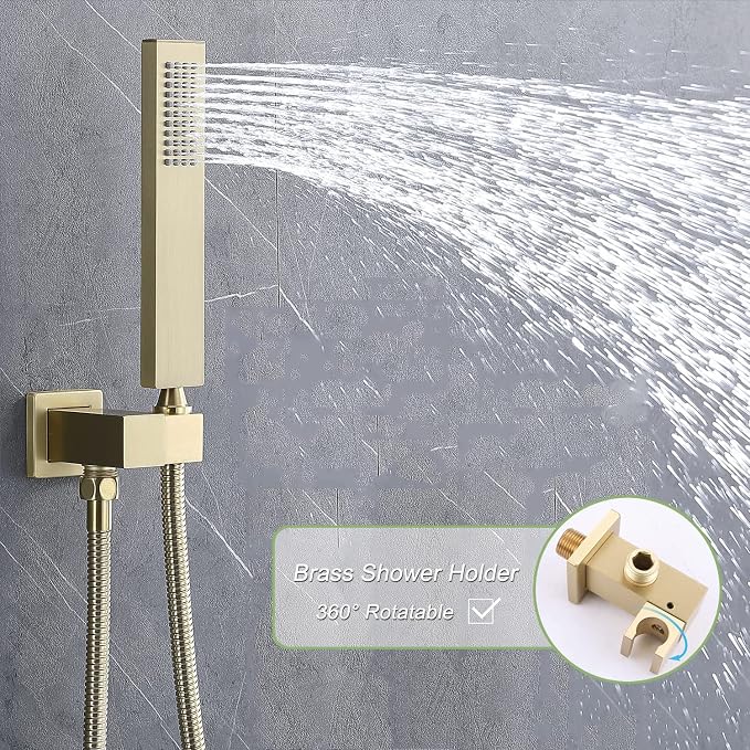 Shower Set Brushed Gold Thermostatic Shower System - Image 6